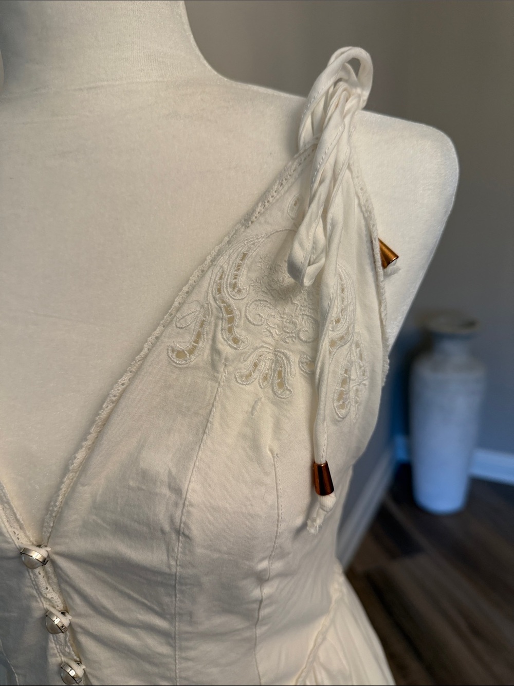 Free People Ivory Maxi Dress with Tie Straps - Picture 4 of 11